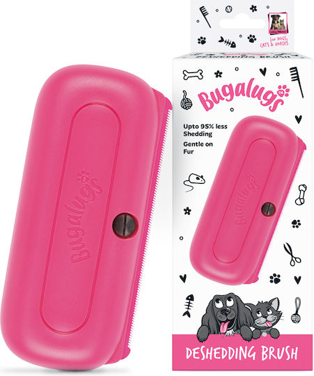 Bugalugs Hundekamm mit Rasiermesser für Fellreinigung Rosa
