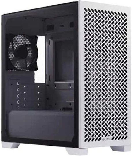 Elite 302 Lite Gaming Mini Tower Computer Case with Side Window White