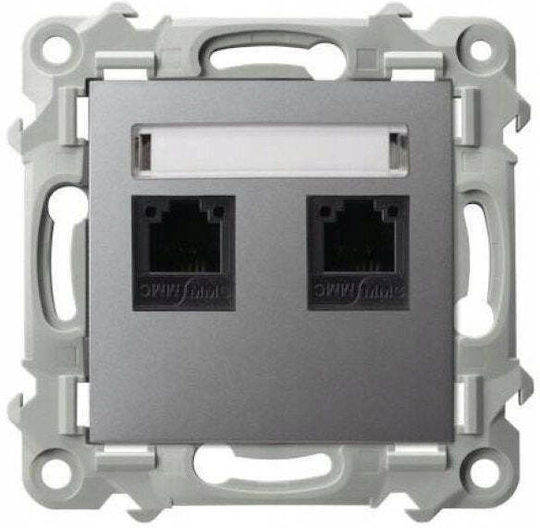 Ospel Telefonsteckdose Doppelter in Grau Farbe GPT-2ZN/m/70