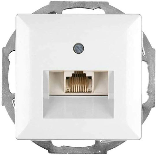 Opal Двоен Механизъм за Мрежова и Телефонна Розетка RJ45/RJ11 в Бял Цвят