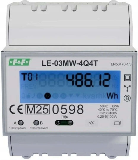 Energy Meter F&f Le-03mw-4q4t Three-Phase Bidirectional 4 Quadrant 3×230/400 V Ac 50hz Ip20