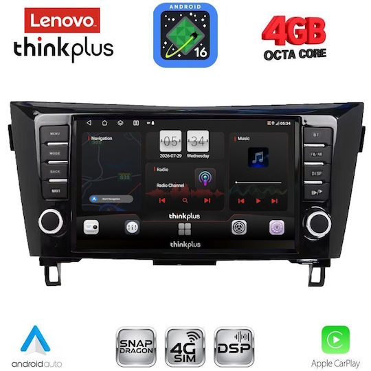 Lenovo Автомобилна Аудио Система за Nissan Qashqai / X-Trail 2014-2021 (Bluetooth/USB/Wi-Fi/GPS/Apple CarPlay/Android Auto) с Touch Screen 9"