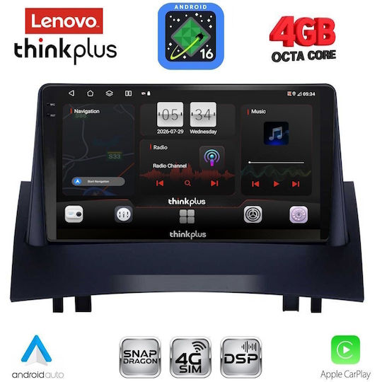 Lenovo Car Audio System for Renault Megane 2002-2008 Bluetooth USB WiFi GPS Apple CarPlay Android Auto with 9" Touch Screen