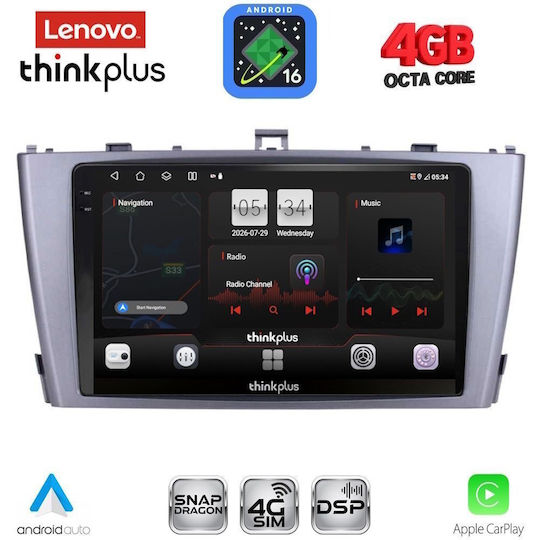 Lenovo Автомобилна Аудио Система за Toyota Avensis 2009-2015 (Bluetooth/USB/Вграден Wi-Fi/GPS/Apple CarPlay/Android Auto) с Touch Screen 9"