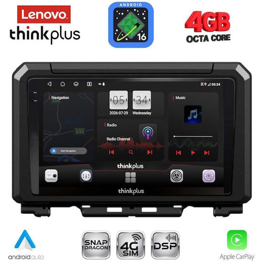 Lenovo Car Audio System for Suzuki Jimny 2017-2026 Bluetooth USB WiFi GPS Apple CarPlay Android Auto with 9" Touch Screen