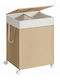 Songmics Coș de rufe Din paie 100 l cu capac 46.5x37.5x65cm Bej