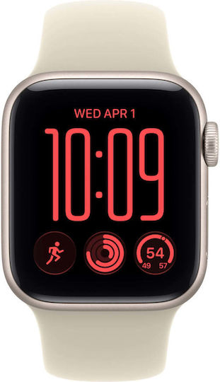 Apple Smartwatch SE 3 Cellular Aluminium 40mm Wasserdicht mit eSIM und Herzfrequenzmesser (Starlight Aluminium Gehäuse mit Sand Sport Armband - S/M)