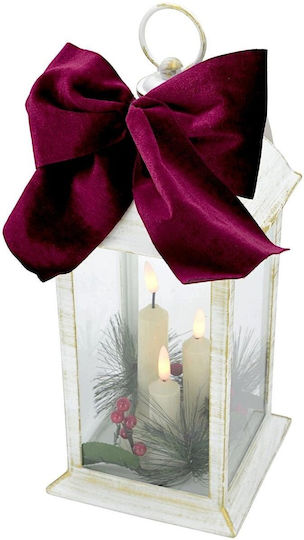 Mondex Christmas Glass Lantern White 30x14cm