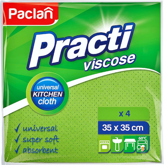 Paclan Гумени Кърпи За Почистване За Обща Употреба Зелени 35x35см 4 Бройки