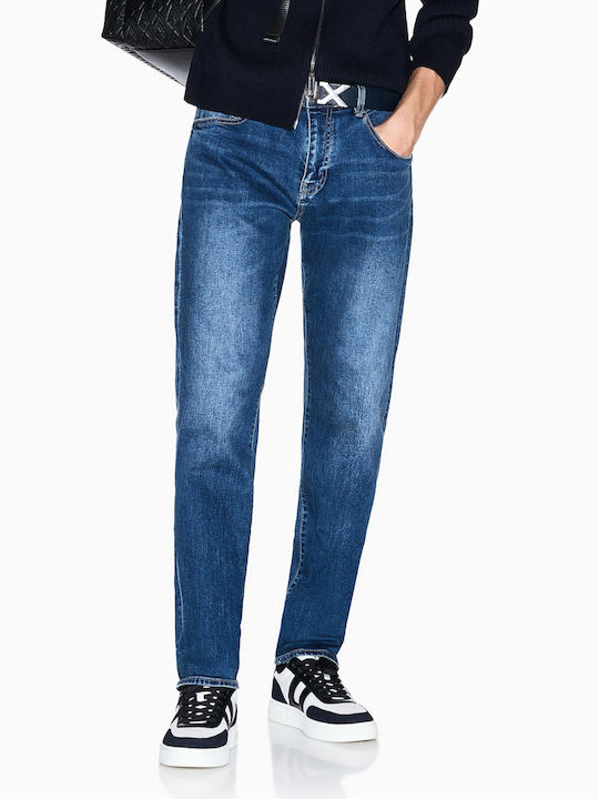 Pantaloni de Blugi pentru Bărbați Elastic Slim Fit Albastru Deschis