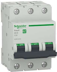 Automatic Tripolar Circuit Breaker 32a Curve C 4500a White Din Rail Mounting