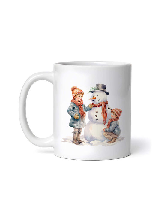 Cană Ceramică De Crăciun Oameni De Zăpadă 330ml Cu Personalizare