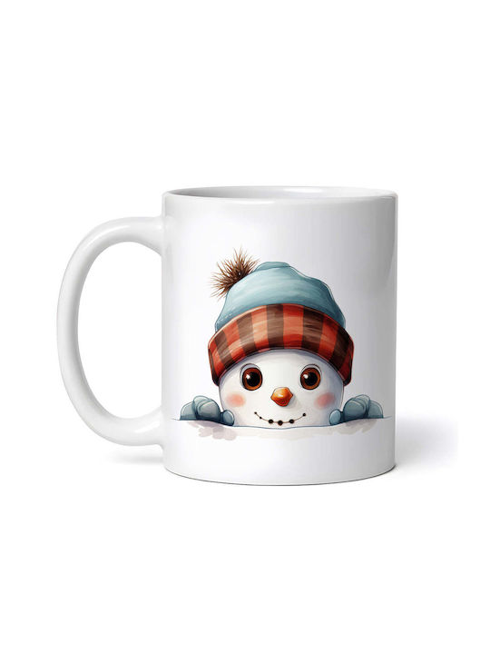 Cană Ceramică De Crăciun Oameni De Zăpadă Cu Pălărie Și Mănuși 330ml (Cu Personalizare)