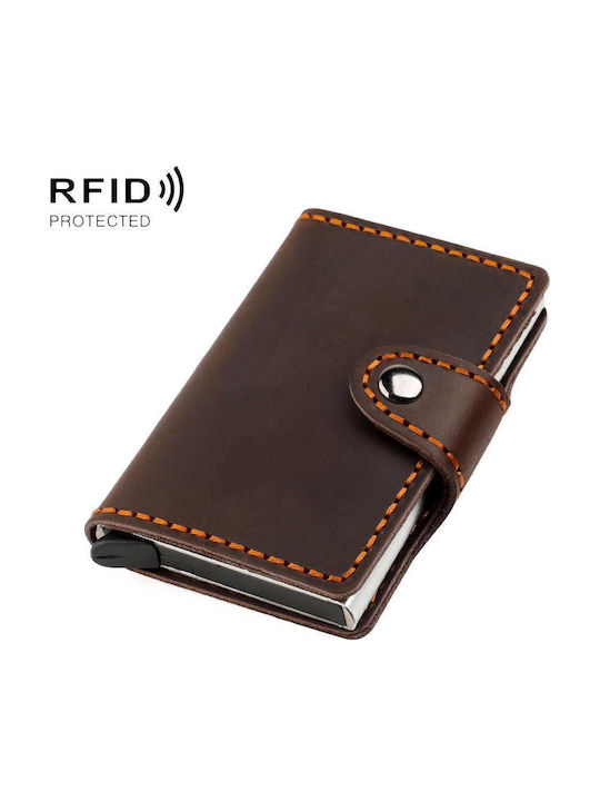 Антикражбена Калъфка За Карти Портфейл От Естествена Кожа Rfid Черен