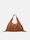 Fabric Women's Suede Shoulder Bag With Brown Fringes