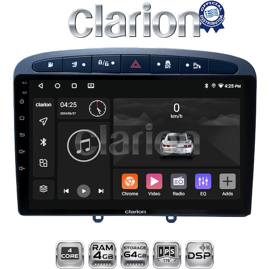 Clarion Автомобилна Аудио Система За Peugeot 308 2007 > 2012 Bluetooth USB WiFi GPS Apple CarPlay Android Auto