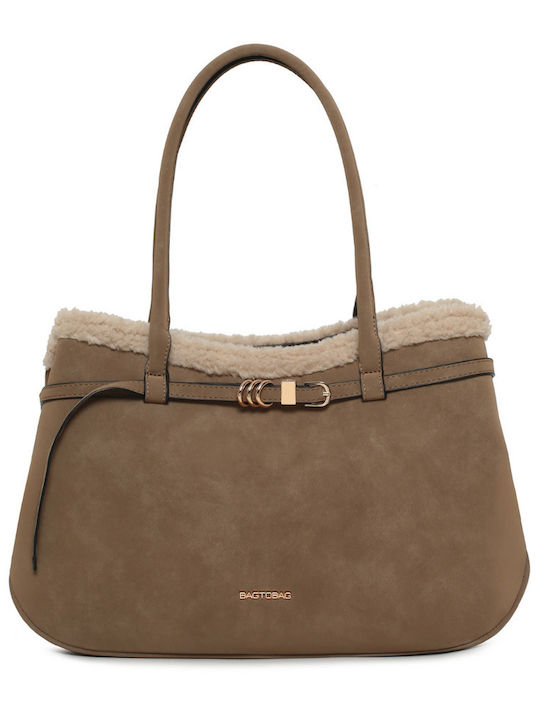 Fur Women's Tote Bag Suede Khaki