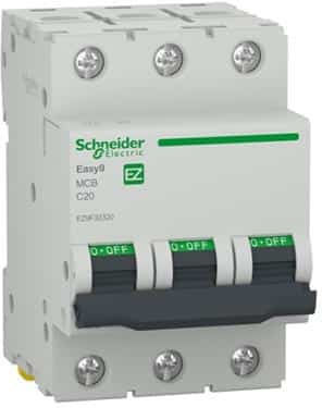 Tripolar Automatic Circuit Breaker 20a Curve C Breaking Capacity 4500a White