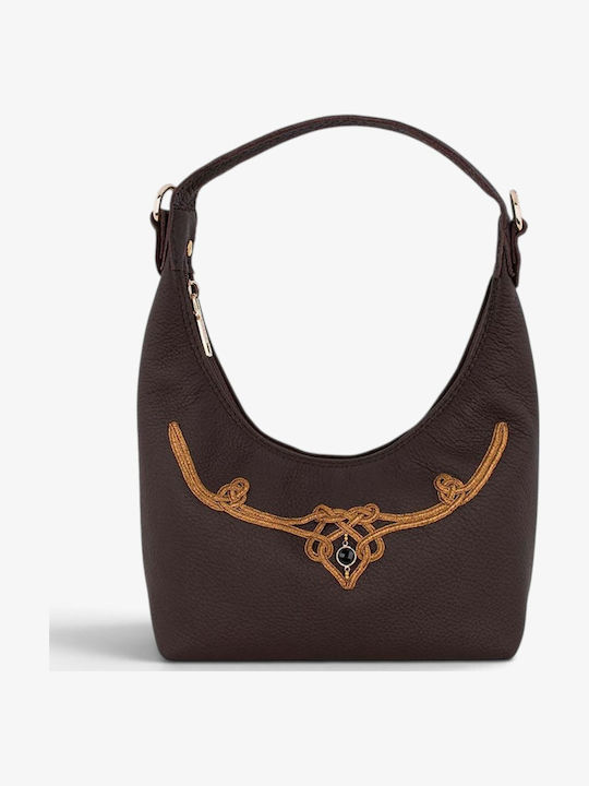 Damen Schultertasche Aus Leder Braun