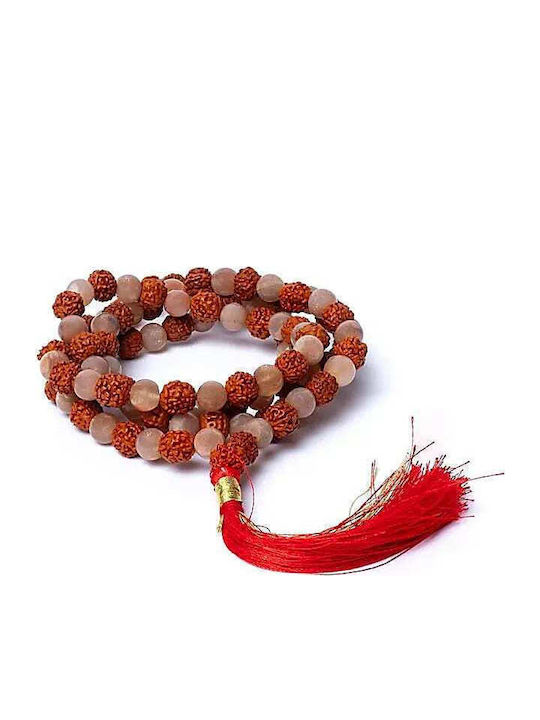 Mala 108 Perlen Mondstein Samen Rudraksha Quaste