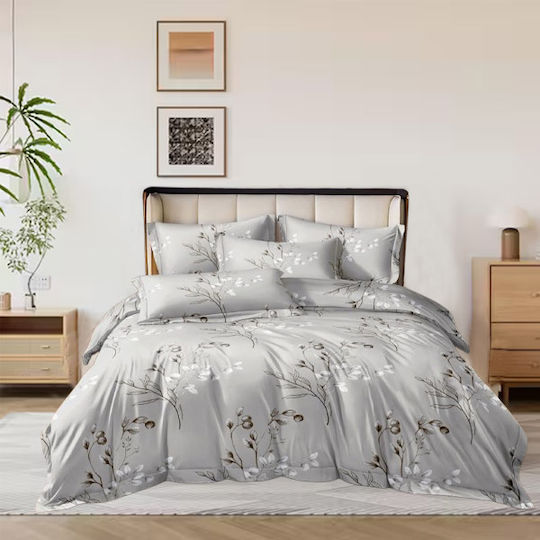 SpitiBazaar Module Cearceafuri De Pat King Size Cu Hugger Din Cauciuc 220x240+30cm Gri 5 Bucăți