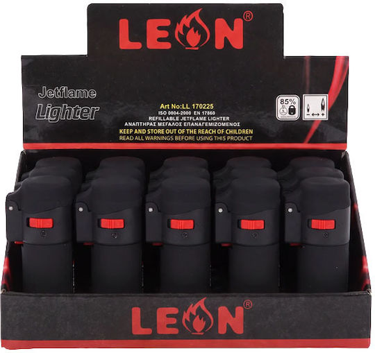 Leonflame Jetflame Αντιανεμικός Αναπτήρας Φλόγας σε Μαύρο χρώμα