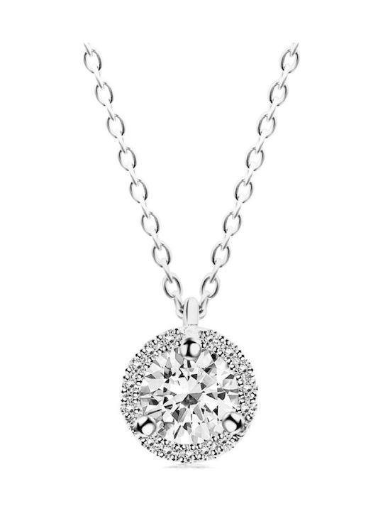 Chrilia Necklace Made of 18k White Gold with Diamond