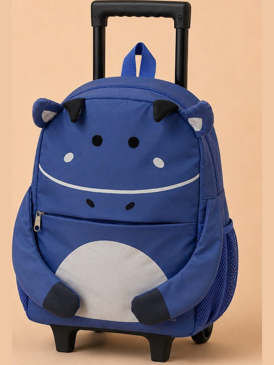 abo School Trolley Bag Kindergarten With Water Bottle Holder Blue 26 x 12 x 35cm