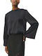 Women's Satin Blouse with Black Lace
