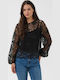 Damen Bluse Langärmelig Schwarze