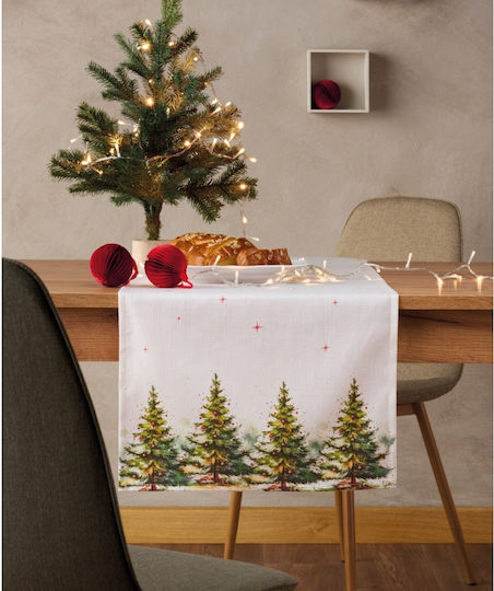 Kentia Snow Коледна покривка за маса Runner Бежова 140x45εκ.