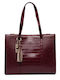 Melody Damen-Shopper Tasche mit Krokodilmuster in Burgunderrot