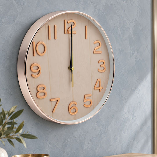Keskor Wall Clock Plastic Rose Gold 30x4cm
