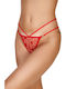 Women's String with Lace Red