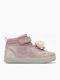 Cipria Kids Sneakers with Hoop & Loop Closure and Pink Lights