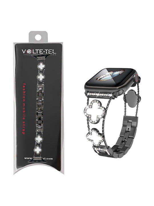 Volte-tel Каишка За Смарт Часовник Дамска Метална Apple Watch 38 40 41 42mm Тип Van Cleef Бял Кръст 12.7см Черен 5205308427282
