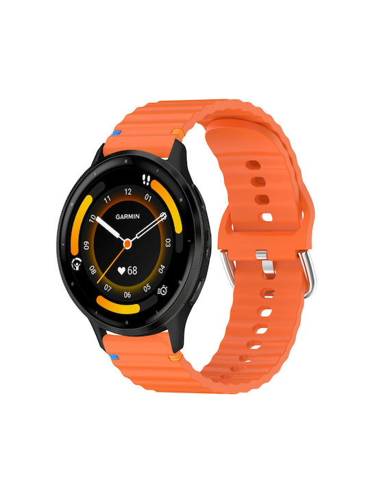 Каишка Garmin Venu 3 Силиконова Релефна Wave Style 22 мм Оранжева