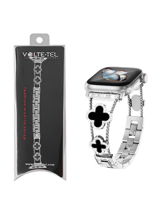 Volte-tel Каишка За Смарт Часовник Дамска Метална Apple Watch 38 40 41 42mm Тип Van Cleef Черен Кръст 12.7см Сребърен 5205308427268