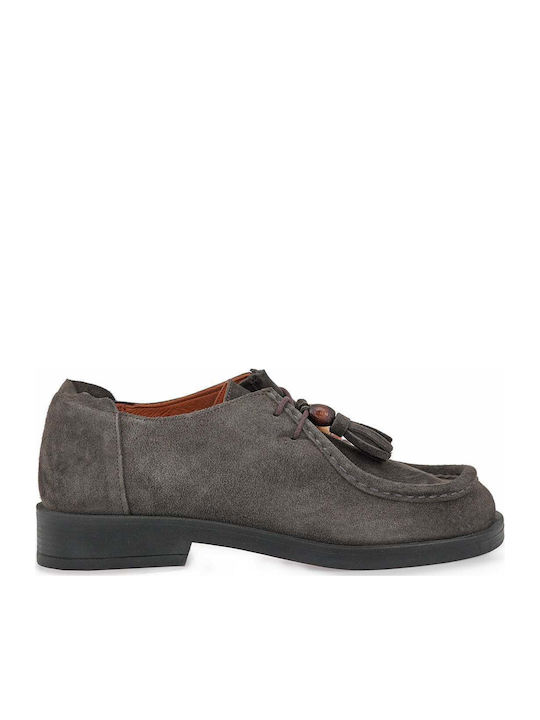 Leder Damen Mokassins in Grau Farbe