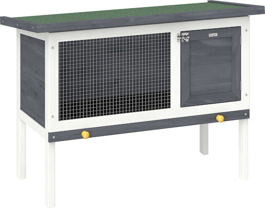 Pawhut D51-141V01GY Cușcă Din Lemn Pentru Iepuri 51x65cm