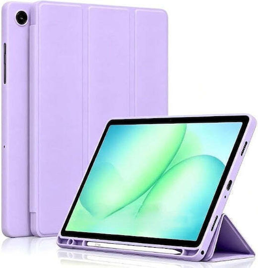 Умeн трикратен флип калъф с държач за писалка Samsung Galaxy Tab A11 Plus лилав