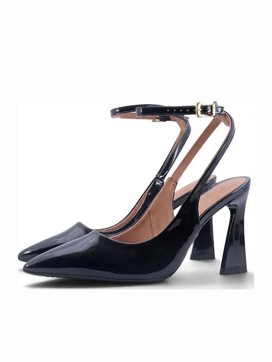 Pointed Toe Heels from Patent Leather with High Heel Black