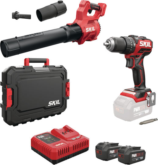 Skil D00625 Impact Drill Driver & Blower Set 20V with 2 Batteries 4Ah and Case