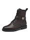 Leder Damen Kampfstiefel Braun