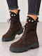 Leder Damen Stiefeletten Ankle Boots Braun