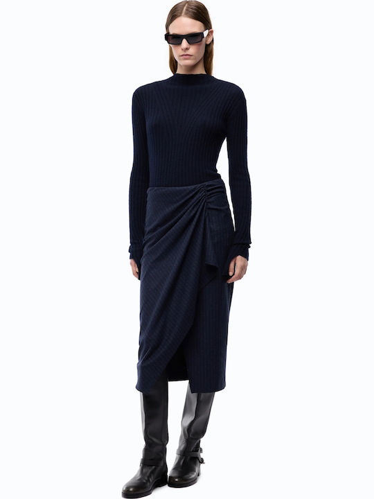 Pinko Midi Knitted Shirt Dress Blue