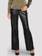 Women's High Rise Leather Pantaloons Black