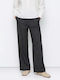 Women's High Rise Fabric Trousers Regular Fit Gray