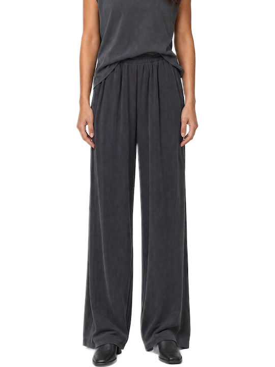 Damen Hochbund Pantaloona mit Gummiband in Breit Bein Stil Anthrazit