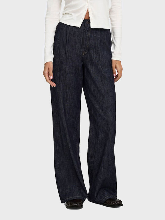 Pantaloni Jean Dama Cu Talie Înaltă, Croială Wide
